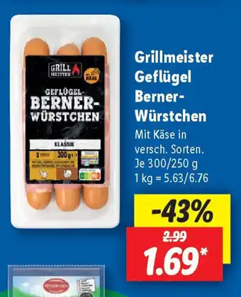 Lidl Grillmeister Geflügel Berner- Würstchen Angebot