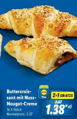 Lidl Buttercrois- sant mit Nuss- Nougat-Creme Angebot