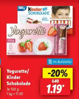 Lidl Yogurette/ Kinder Schokolade Angebot