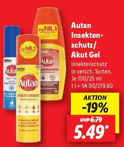 Lidl Autan Insekten- schutz/ Akut Gel Angebot