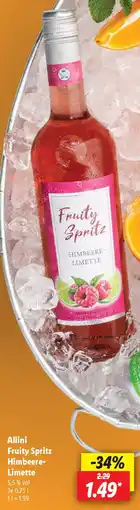 Lidl Allini Fruity Spritz Himbeere- Limette Angebot