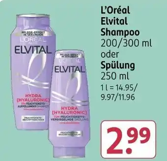 Rossmann L'Oréal Elvital Shampoo oder Spulung Angebot