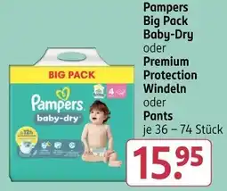 Rossmann Pampers Big Pack Baby-Dry oder Premium Protection Windeln oder Pants Angebot