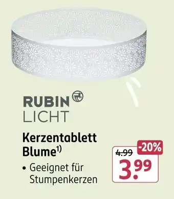 Rossmann RUBIN LICHT Kerzentablett Blume Angebot