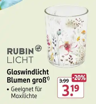 Rossmann RUBIN LICHT Glaswindlicht Blumen groẞ Angebot