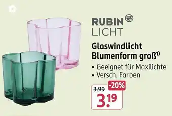 Rossmann RUBIN LICHT Glaswindlicht Blumenform groẞ Angebot