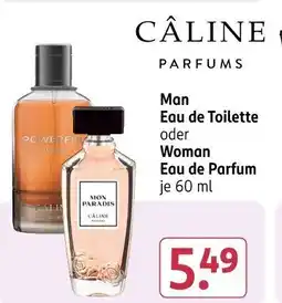 Rossmann CÂLINE PARFUMS Man Eau de Toilette oder Woman Eau de Parfum Angebot