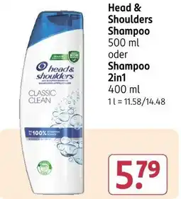 Rossmann Head & Shoulders Shampoo oder Shampoo 2in1 Angebot