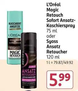 Rossmann L'Oréal Magic Retouch Sofort Ansatz- Kaschierspray oder Syoss Ansatz Retoucher Angebot