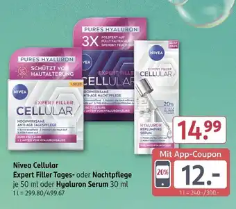 Rossmann Nivea Cellular Expert Filler Tages- oder Nachtpflege oder Hyaluron Serum Angebot