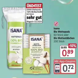 Rossmann Isana Bio Wattepads 60 Stück oder Bio Wattestäbchen Angebot