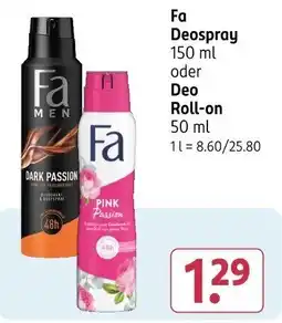 Rossmann Fa Deospray oder Roll-on Angebot