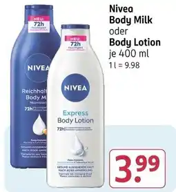 Rossmann Nivea Body Milk oder Body Lotion Angebot