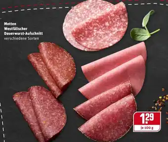 REWE Metten Westfälischer Dauerwurst-Aufschnitt 100g Angebot