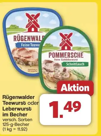 Famila Nord West Rügenwalder Teewurst oder Leberwurst im Becher Angebot