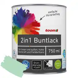 toom Baumarkt toom 2in1 Buntlack minzgrün seidenmatt 750 ml Angebot