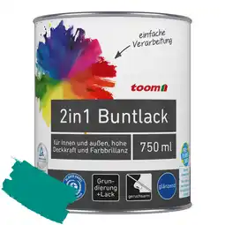 toom Baumarkt toom 2in1 Buntlack 'Südseetraum' petrolfarben glänzend 750 ml Angebot