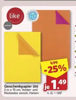 Famila Nord West Geschenkpapier Uni Angebot