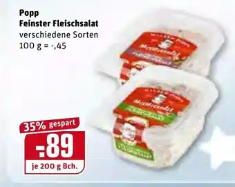 REWE Popp Feinster Fleischsalat 100g Angebot