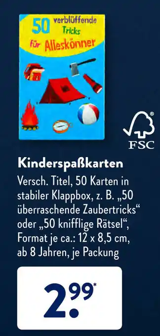 Aldi Süd Kinderspaßkarten Angebot