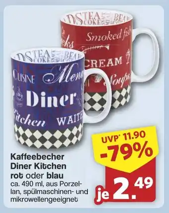 Famila Nord West Kaffeebecher Diner Kitchen rot oder blau Angebot