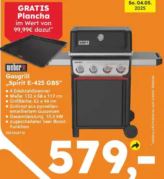 Globus Baumarkt weber Gasgrill „Spirit E-425 GBS" Angebot