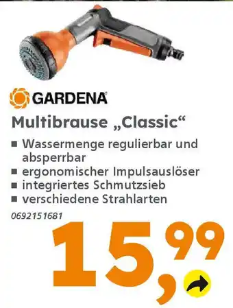 Globus Baumarkt GARDENA Multibrause,,Classic" Angebot
