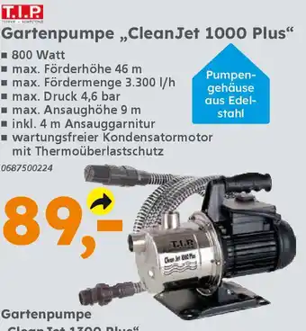 Globus Baumarkt T.I.P. Gartenpumpe „Clean Jet 1000 Plus" Angebot