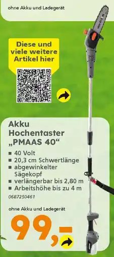 Globus Baumarkt PRIMASTER Akku Hochentaster ,,PMAAS 40" Angebot
