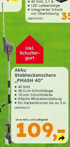 Globus Baumarkt PRIMASTER Akku Stabheckenschere ,PMASH 40❝ Angebot