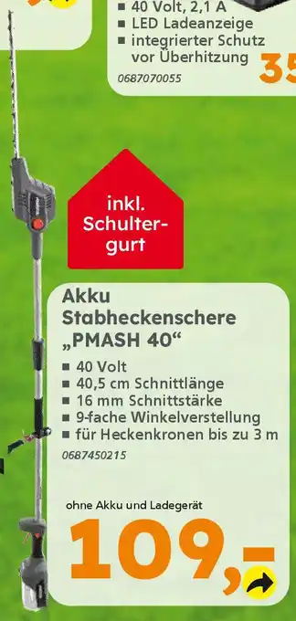 Globus Baumarkt PRIMASTER Akku Stabheckenschere ,PMASH 40❝ Angebot