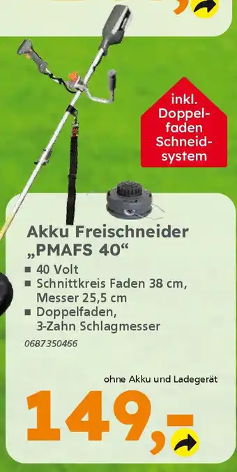 Globus Baumarkt PRIMASTER Akku Freischneider „PMAFS 40" Angebot