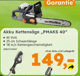 Globus Baumarkt PRIMASTER Akku Kettensäge „PMAKS 40" Angebot
