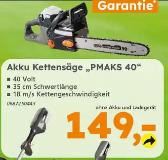 Globus Baumarkt PRIMASTER Akku Kettensäge „PMAKS 40" Angebot
