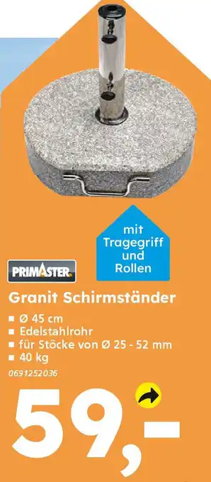 Globus Baumarkt PRIMASTER Granit Schirmständer Angebot