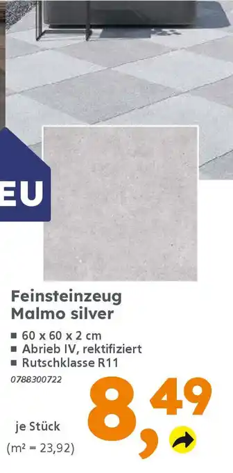 Globus Baumarkt Feinsteinzeug Malmo silver Angebot