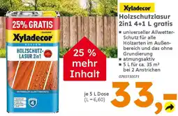 Globus Baumarkt Xyladecor Holzschutzlasur 2in1 4+1 L gratis Angebot
