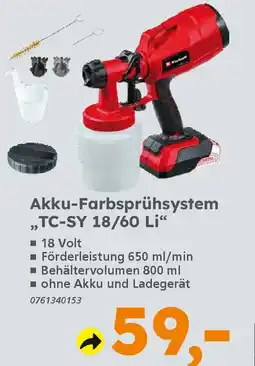 Globus Baumarkt Einhell Akku-Farbsprühsystem „TC-SY 18/60 Li❝ Angebot