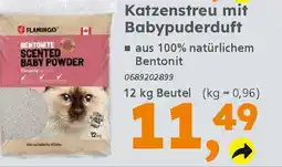 Globus Baumarkt FLAMINGO Katzenstreu mit Babypuderduft Angebot