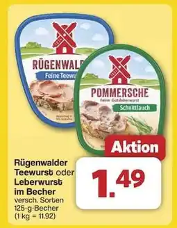 Famila Nord Ost Rügenwalder Teewurst oder Leberwurst im Becher Angebot
