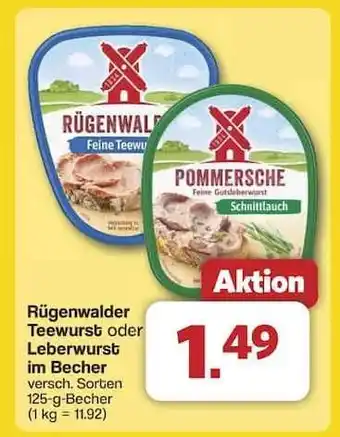 Famila Nord Ost Rügenwalder Teewurst oder Leberwurst im Becher Angebot