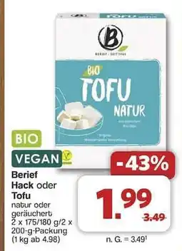 Famila Nord Ost Berief Hack oder Tofu Angebot