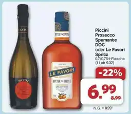 Famila Nord Ost Piccini Prosecco Spumante DOC oder Le Favori Spritz Angebot