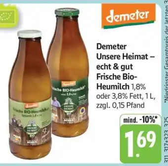 Edeka Demeter Unsere Heimat Frische Bio-Heumilch Angebot