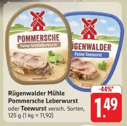 Edeka Rügenwalder Mühle Pommersche Leberwurst oder Teewurst Angebot