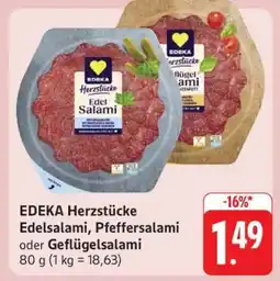 Edeka EDEKA Herzstücke Edelsalami, Pfeffersalami oder Geflügelsalami Angebot