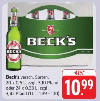 Edeka Beck's versch . Sorten Angebot