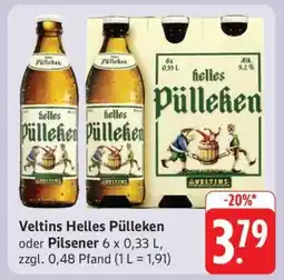 Edeka Veltins Helles Pülleken oder Pilsener Angebot