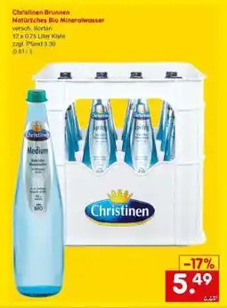Netto Marken-Discount Christinen Brunnen Natürliches Bio Mineralwasser Angebot