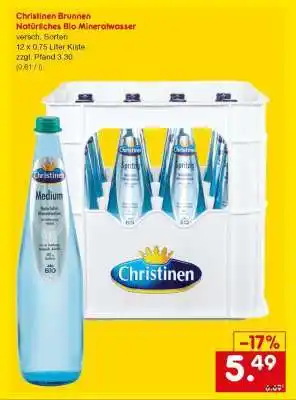 Netto Marken-Discount Christinen Brunnen Natürliches Bio Mineralwasser Angebot